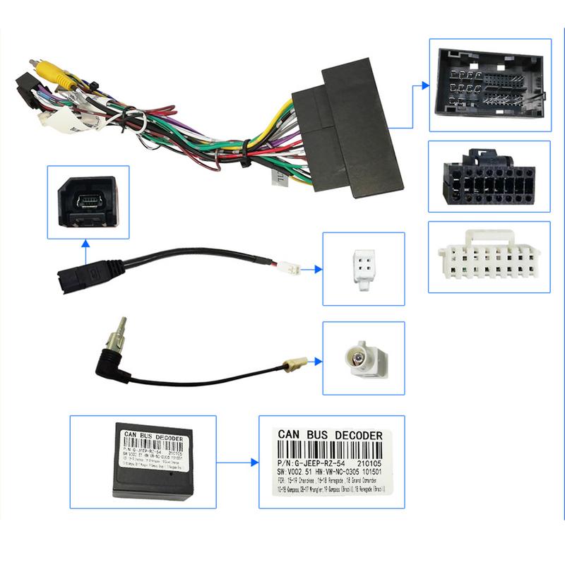 Car Radio Fascia Frame For Dodge Ram 1500 5500 2012- 9 inch 2DIN Stereo Panel Wiring Harness Power Cord Cable Canbus Decoder