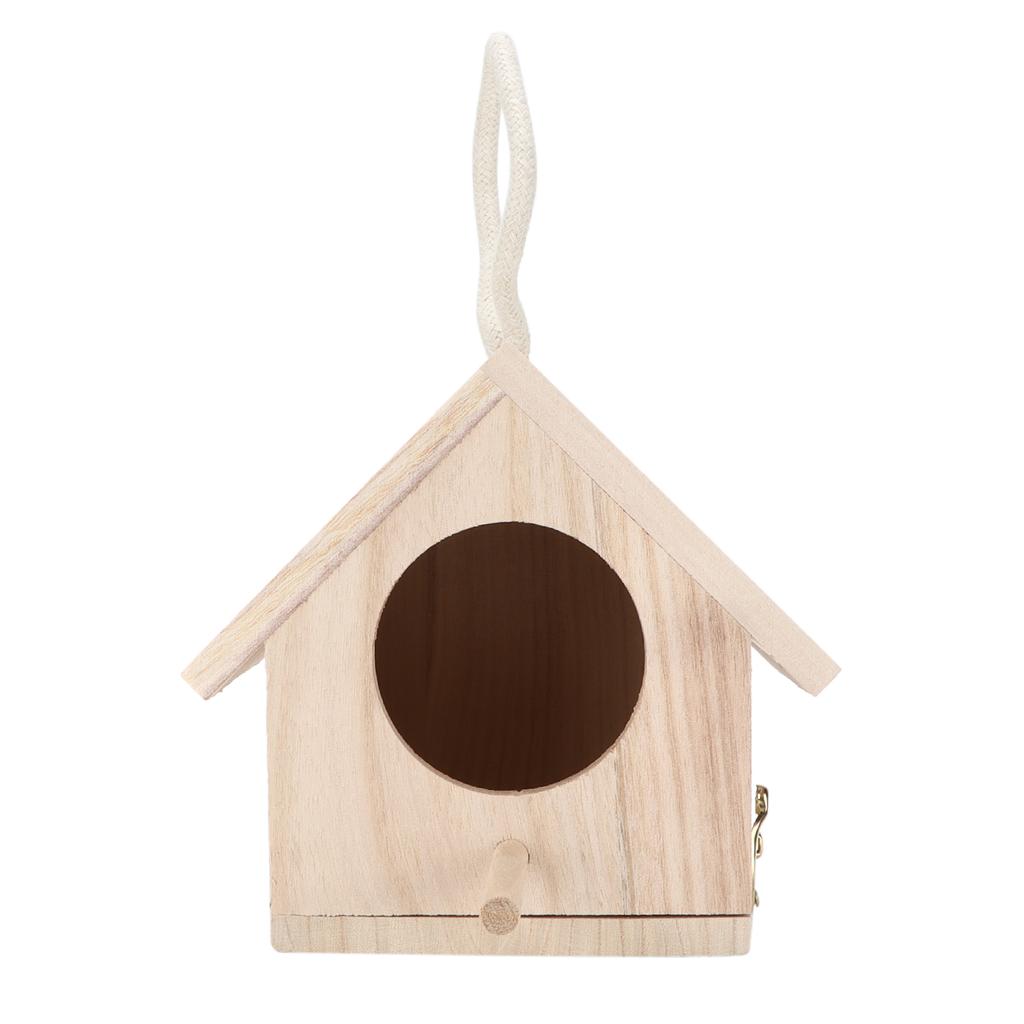 Wooden Bird House with Perch Outside Hanging Natural Wood Bird House for Small Birds