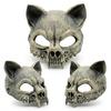 Dark Style Cosplay Prop Animal Skull Masque for Adults, Scary Cat Half Face Realistic Skeleton Masque, Creepy Halloween Party Accessory Cosplay,