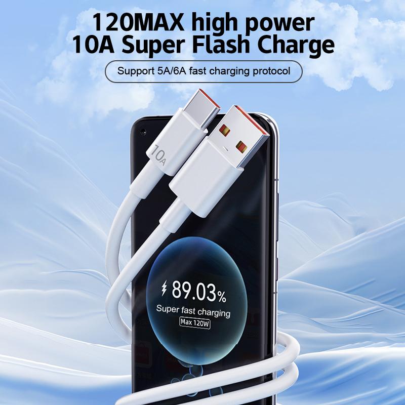 Кабель для быстрой зарядки 10А Type-C с автоматическим отключением питания, простой 2-метровый автомобильный кабель для передачи данных, подходит для Huawei, Xiaomi, Android, универсальный