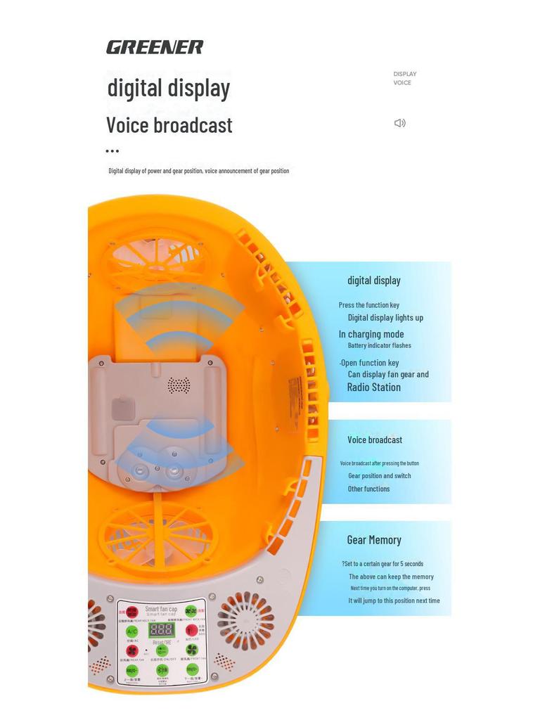 Green Forest Solar-Powered Safety Helmet: Dual Fans, Bluetooth, Light, Sunshade for Construction