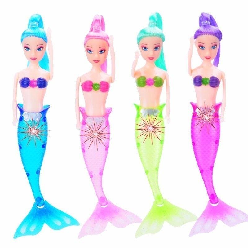 1 шт. Водонепроницаемая светодиодная кукла-русалка Prinsess для девочек, игрушка для ванны, спа, бассейна