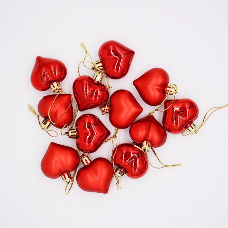 12PCS Love Wedding Decoration Home Pendant Peach Heart Electroplating Ball Party Decoration Atmosphere Decoration Christmas Deco