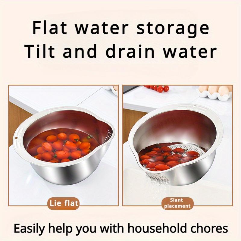 Утолщенная миска для мытья риса из нержавеющей стали 304, многофункциональная кухонная миска для слива, инструмент для процеживания овощей