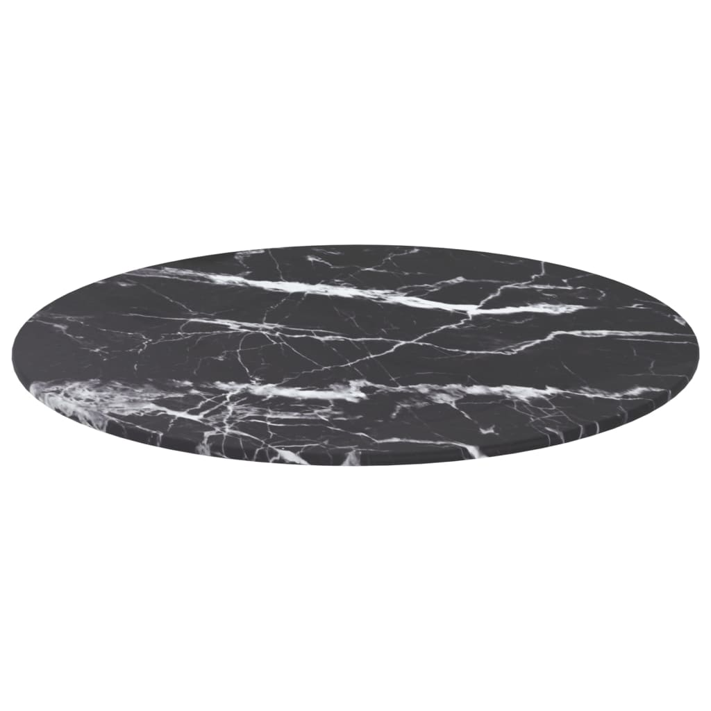Vidaxl Blat Do Stołu, Czarny, 50X0,8 Cm, Szkło Ze Wzorem Marmuru