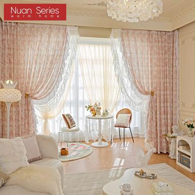 1 шт. серия Nuan с цветочным принтом, романтическая прозрачная тюлевая занавеска с воланом для украшения окна спальни