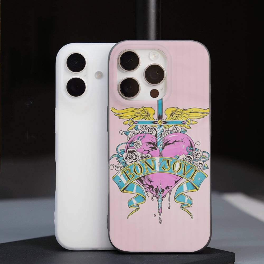 Чехол для телефона Rock Band B-Bon Classic J-JoviS для iPhone 17 16 15 14 13 12 11 Pro Max Plus Pro Air, задняя крышка с гофрированной полосой
