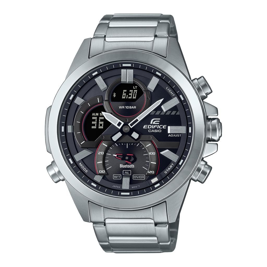 Casio Мужские кварцевые часы Edifice из нержавеющей стали, водозащита 100 м, ECB-30YD-1A
