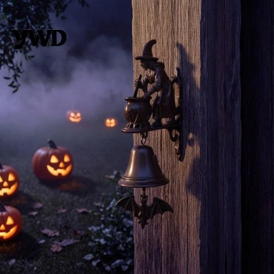 Подвеска-летучая мышь, винтажный дверной колокольчик для ведьмы, 3D декоративный дверной колокольчик для варки зелий, настенный колокольчик для Хэллоуина, готический ветряной колокольчик с подвеской