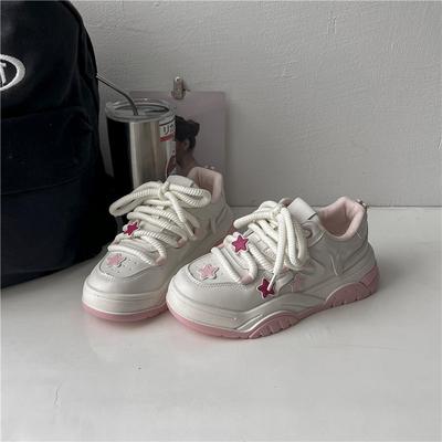 2024 Весна Милые Розовые Кроссовки На Платформе Женские Кроссовки Из Вулканизируемого Материала Белые Дышащие Летние 2024 Повседневные Спортивные Женские Кроссовки