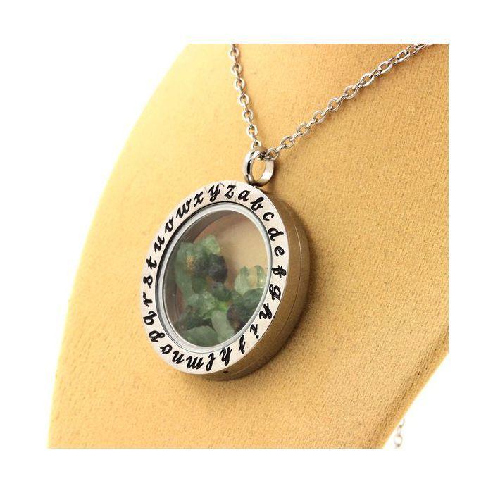 Stones and Minerals. Raw Tsavorite Garnet Necklace. Alphabet Model.