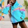 Women Plus Size Colorful Swirl Print Long Sleeve Drawstring Hood Kangaroo Pocket Pullover Hoodie