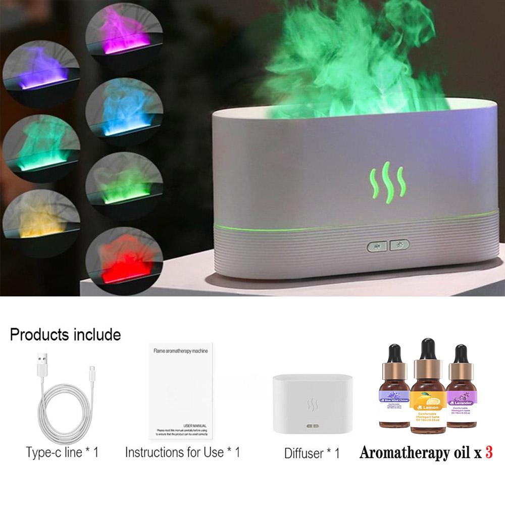 Aroma Diffuser Air Humidifier Ultrasonic Cool Mist Maker Fogger Led Lighting Simulation Colorful Essential Oil Flame Lamp Difuso
