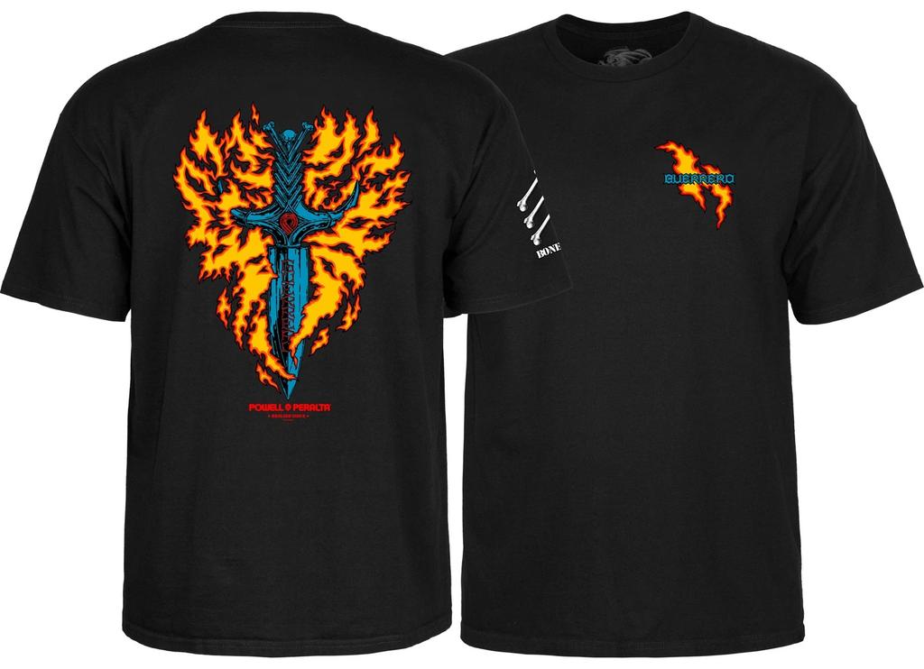 Powell Peralta BONES BRIGADE Томми Герреро ПЫЛАЮЩИЙ КИНЖАЛ Футболка ЧЕРНАЯ