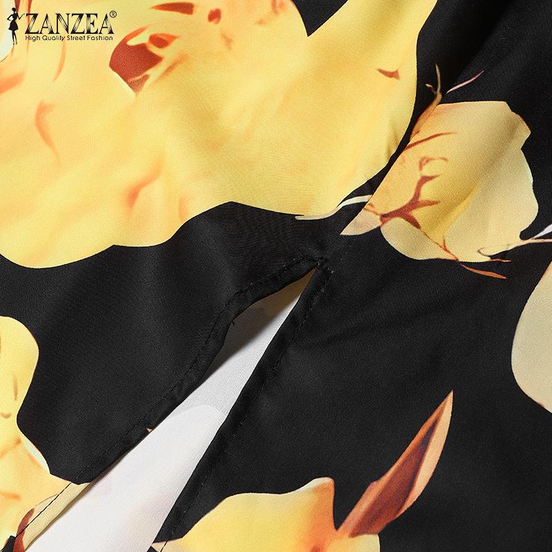 ZANZEA Женское праздничное повседневное платье без рукавов с V-образным вырезом и цветочным принтом в стиле бохо