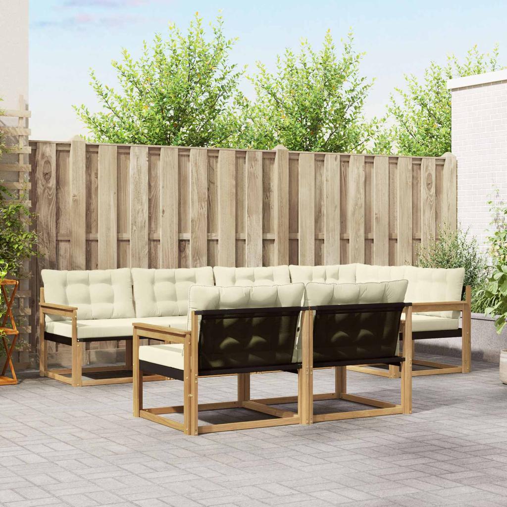 Outdoor Sofa Set with Cushions 7 pcs White and Cream
