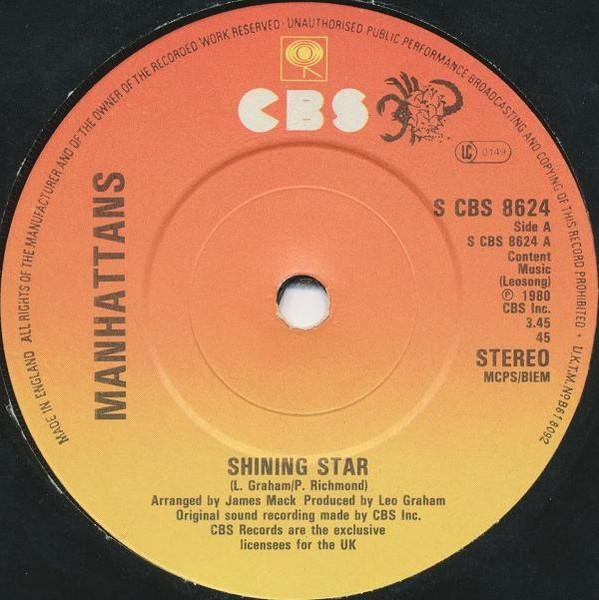 7-дюймовая пластинка MANHATTANS - Shining Star SCBS8624 CBS 1980 Великобритания Соул/Фанк Б/У