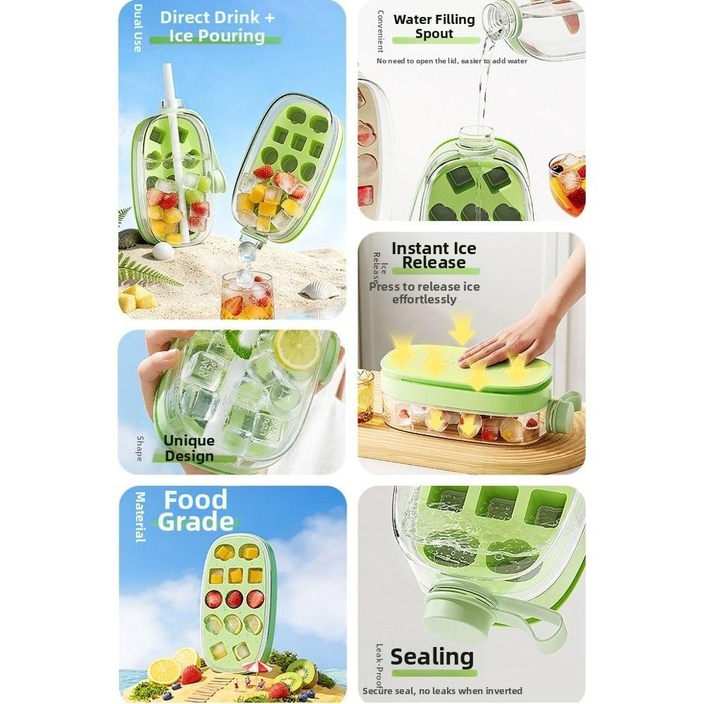 2 in 1 Ice Cube Water Bottle Press Type Ice Cube Molds Multi-Function Ice Maker  Summer Use