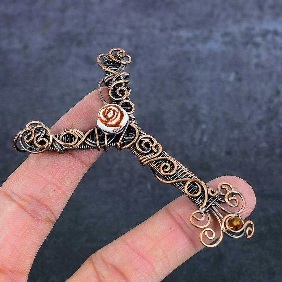 Y Look Gemstone Copper Wire Wrap Jewelry Pendant 3.66"