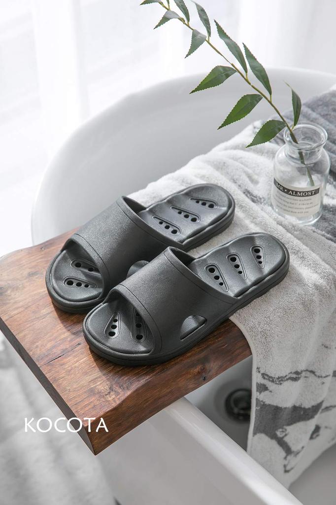 KOCOTA Сандалии для балкона с перфорированной подошвой, устойчивой к усадке, размер L, водостойкие тапочки, тапочки, унисекс, черный,