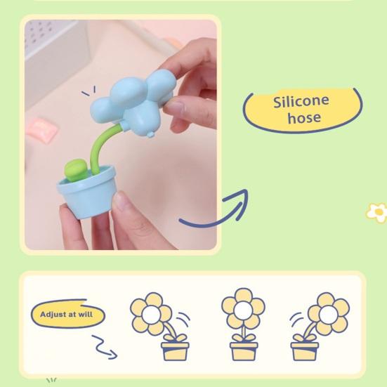 Светодиодная цветочная лампа с мерцанием, мягкое освещение, защита глаз, компактный размер, цветочный горшок, ночник, украшение для рабочего стола