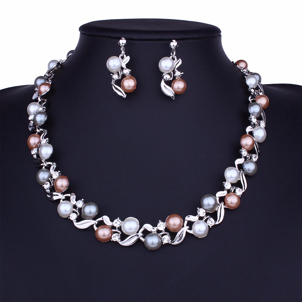 Women Necklace Pearl And Fashion Earring Set Necklace And Earring Set For Girl Gifts Birthday
