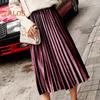 Women Midi Skirt Elastic High Waist Solid Color Loose Fit Long Skirt Pleated Velvet Autumn Winter Skirt