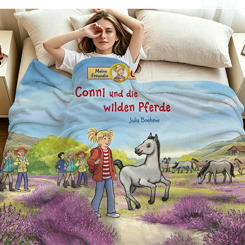 Conni Print Flannel Blanket High Quality Warm Comfortable Cover for All Seasons Perfect for Gifts Home Decor