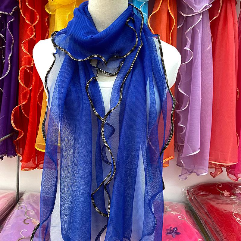 Lace Scarf Women Lightweight Hijab Elegant  Print Silk Neckerchief Shawl Wraps Headband Handle Hair Accessories Bandana