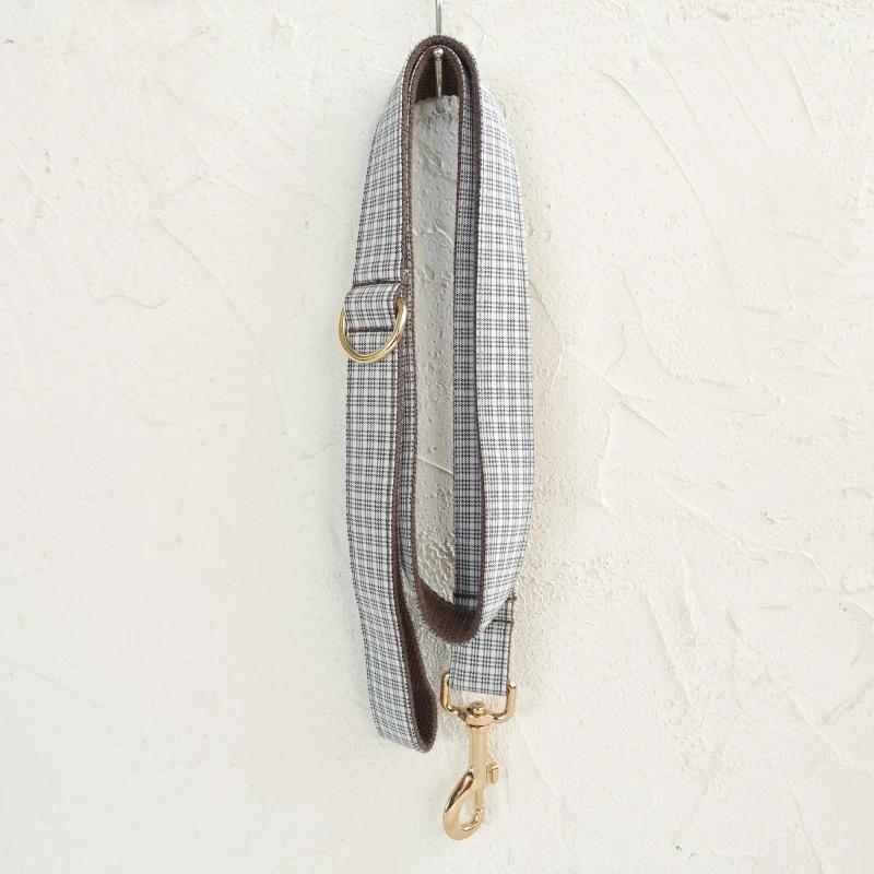 Персонализированный ошейник для собаки с бесплатной гравировкой, подходящий поводок для питомца, металлическая пряжка с настраиваемыми контактами, коричнево-белый клетчатый ошейник для питомца