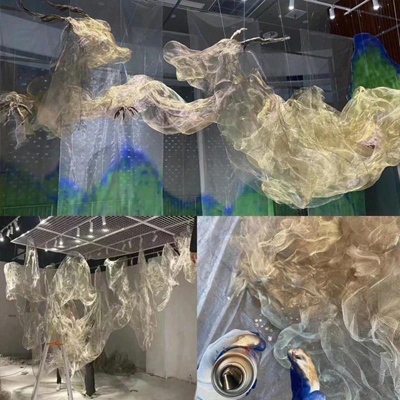 1x1m Designer Metalic Fabric Art Material Cloud Shape Hard Metallic Fabrics DIY Sewing Flexible Wire Mesh Home Decor