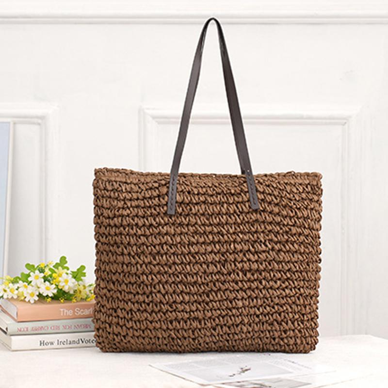 Yogodlns Летняя популярная соломенная сумка для женщин, большая вместительная сумка на плечо, плетеные тканые сумки, дорожная морская пляжная сумка, корзина bolsa
