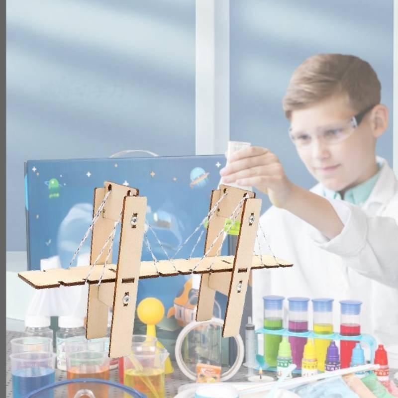 Kindergarten Students Wooden Assembled Cable-stayed Bridge Handmade Kit Cognitive Educational Toy Wholesale