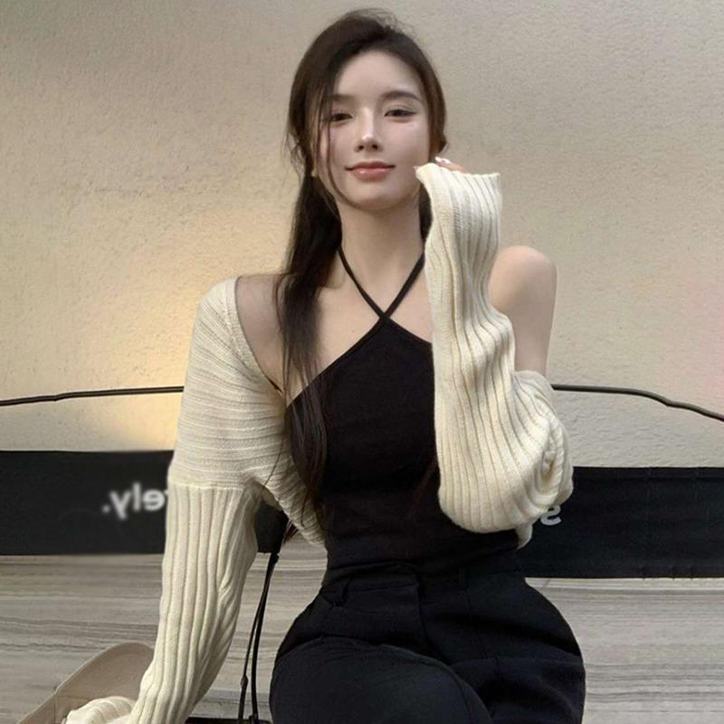 Женский кардиган, милый повседневный короткий вязаный кардиган с длинными рукавами, солнцезащитный кардиган, топы, однотонный ретро ретро