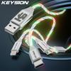 KEYSION 3 In 1 3A Fast Charging Cable Micro USB Type-C Phone Charger Wire Flowing Light LED Cord for iPhone Samsung Xiaomi Redmi