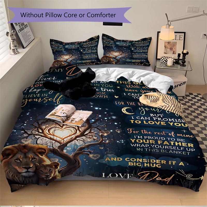 3pcs Love Letter to My Daughter Printed Duvet Cover Set (1 * Cover+2 * Pillowcase, Without Core), Suitable for Home Bedroom, Guest Room, Dormitor