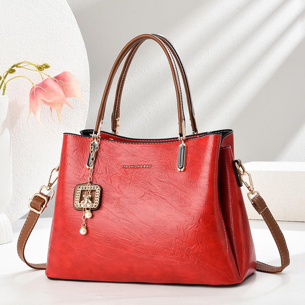 Pu Tote Bag For Women With Contrast Color Design And Spacious Interior For Daily Use