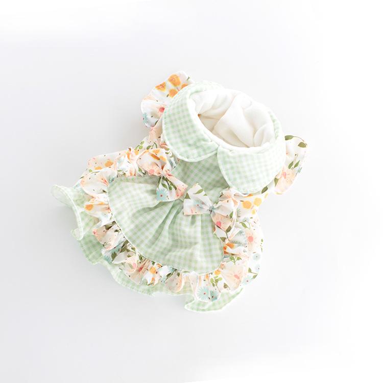 Платье для собак в клетку с цветочным принтом для кошек, милые платья в мальтийском стиле с цветочным принтом, одежда для собак маленьких собак, одежда для щенков