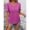 Летняя женская футболка, свободный повседневный пуловер с круглым вырезом, однотонный топ с короткими рукавами