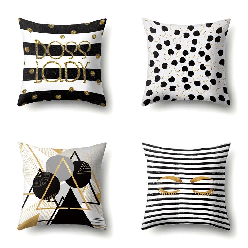 Polyester Pillow Case Automobile Decoration Home Printed Pillow Case Waist Cushion Cover Car Cushion Head Cushion Cover