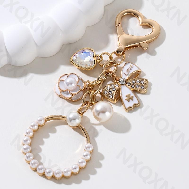 Милая круглая сумочка с бантом, эмалевый брелок с цветком, элегантный брелок-сердечко для женщин, девочек, ручная работа, хороший подарок, DIY украшение