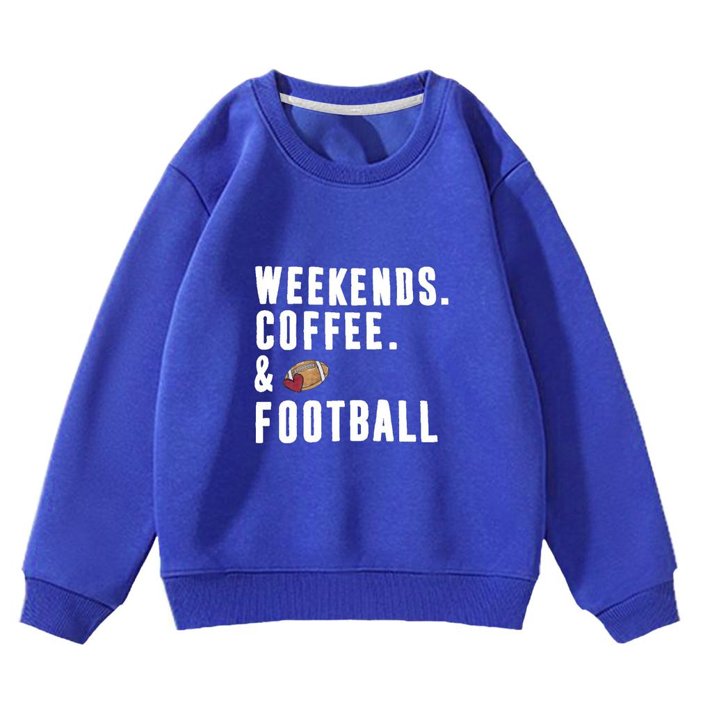WEEKENDS.COFFEE. & FOOTBALL printed sweater autumn and winter men's and women's casual crew neck jumper