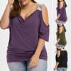 Женская блузка с V-образным вырезом, свободного кроя, большого размера, с открытыми плечами, повседневный топ для ежедневной носки