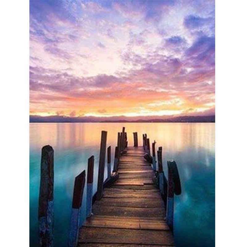 Алмазная картина 5D DIY Приморский Полный дрель Квадратная Алмазная вышивка Закат Картина горный хрусталь Пейзаж Настенный декор