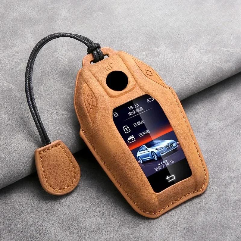 For Bmw 5 6 7 Series 530le Gt X3 X4 730li 740 G12 G30 G31 G32 I8 I12 I15 Holder Keychain Leather Car Remote Key Case Cover Shell KQ9