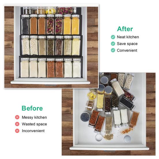 Органайзер для ящика для специй, 4-х уровневая ступенчатая полка для приправ, 4 упаковки, расширяемое кухонное хранилище