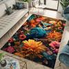 Vibrant Owl & Floral Design Area Rug - Floor Mat Crystal Velvet, Non-Slip, Durable Polyester Mat for Living Room, Bedroom,