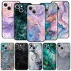 Чехол для телефона для iPhone 16 15 14 13 12 11 Pro Max XS X XR SE 7 8 Plus Мягкий силиконовый Черная крышка Funda Модный Мраморный узор