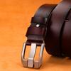 Men Solid Color Leather Belt With Geometric Style And Durable Alloy Buckle Pin
