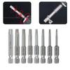 8Pcs 50mm Magnetic Screwdriver Bit Set 1/4 Hex Shank Five-Point Torx Screwdriver Bits T8/T10/T15/T20/T25/T27/T30/T40 Screw Drive